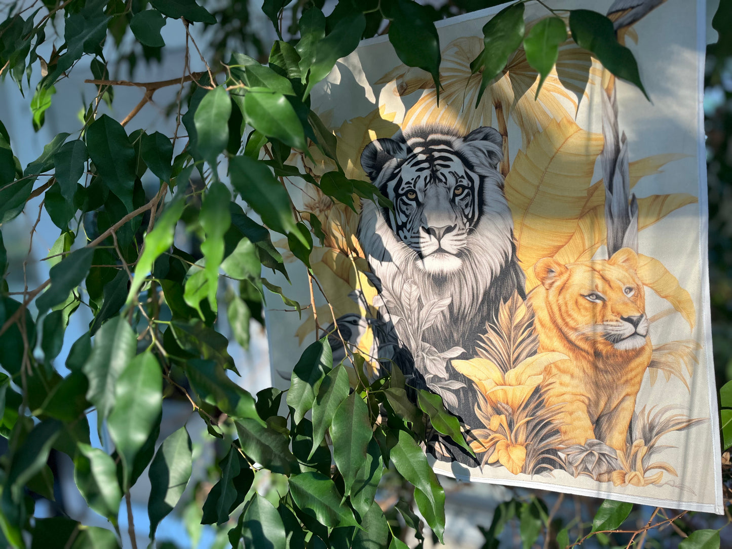 Yellow Jungle Silk Scarf