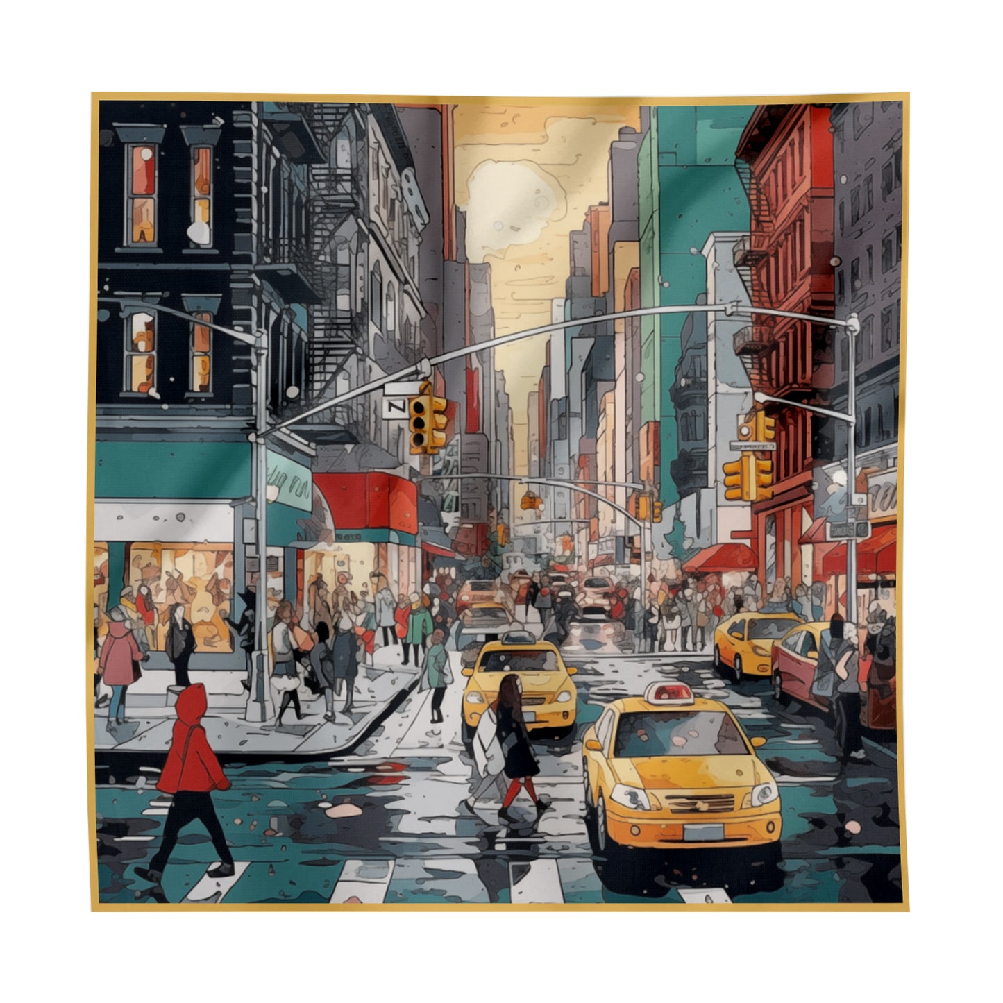 Sunset in New York Silk Scarf