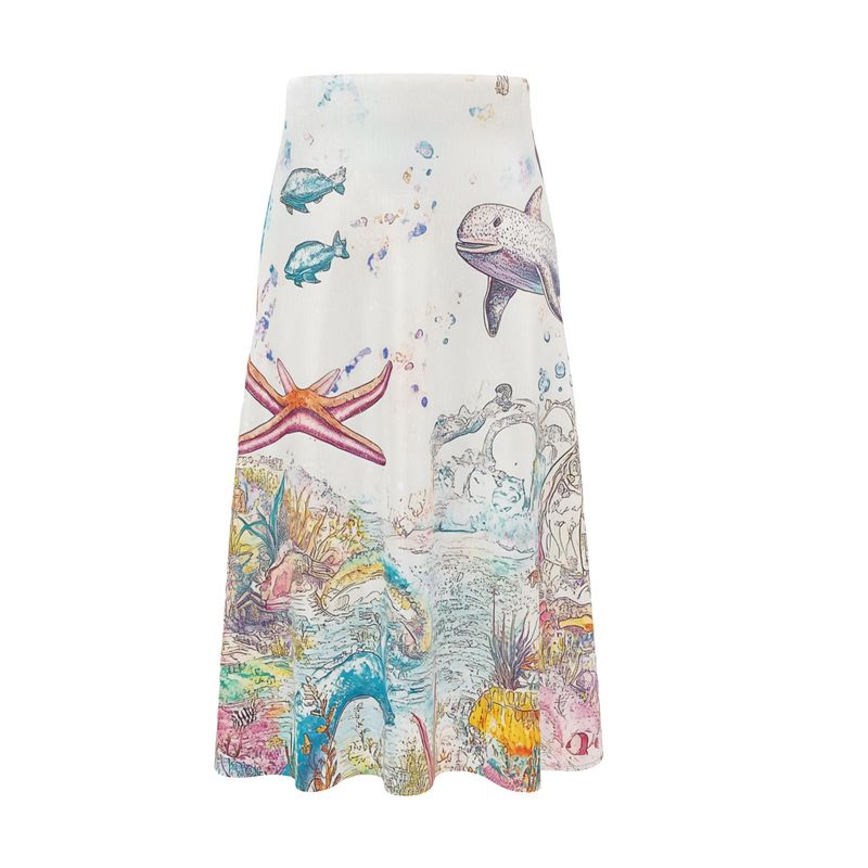 Silk Midi Skirt - Undersea