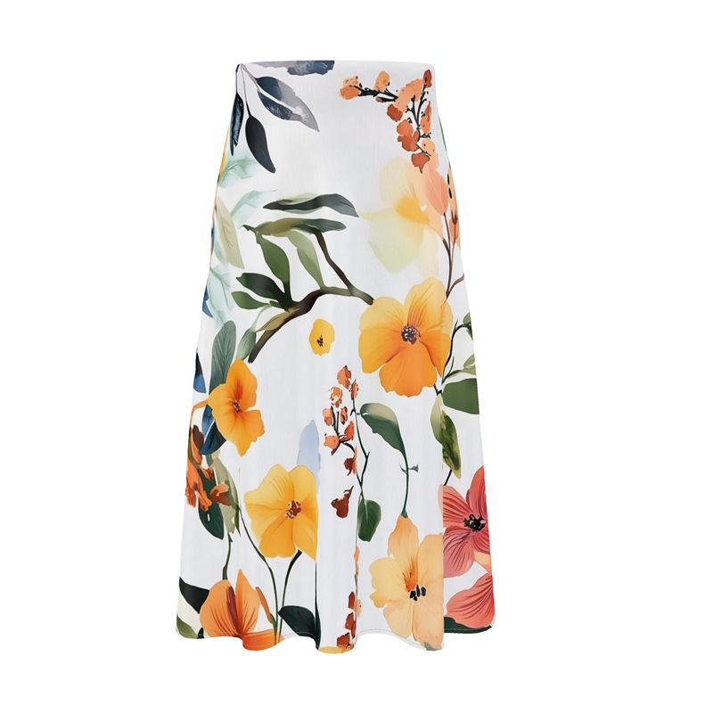 Silk Midi Skirt - Flowers