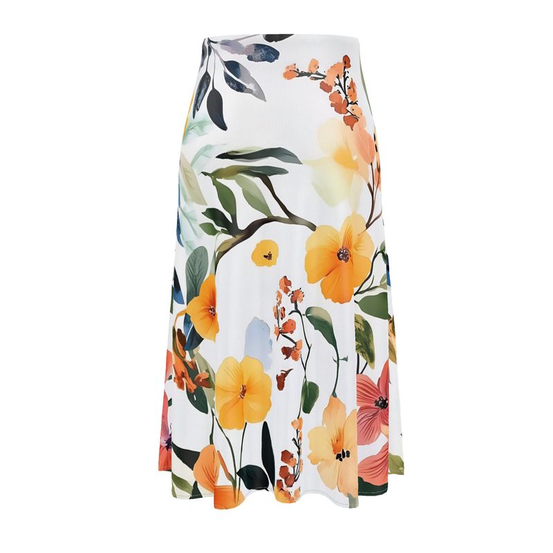 Silk Midi Skirt - Flowers
