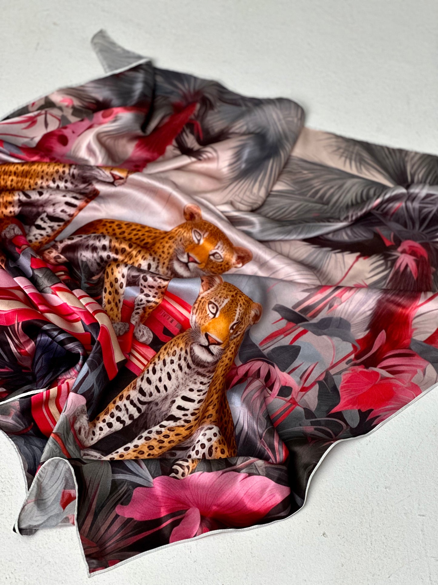 Pink Jungle Silk Scarf