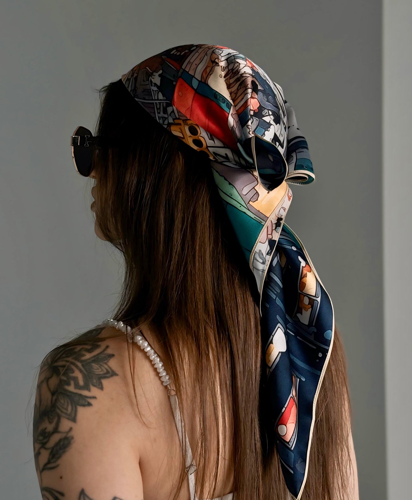 Sunset in New York Silk Scarf